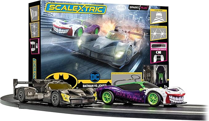 Scalextric Batman vs Joker 1:32 Spark Plug Slot Car Race Track Set